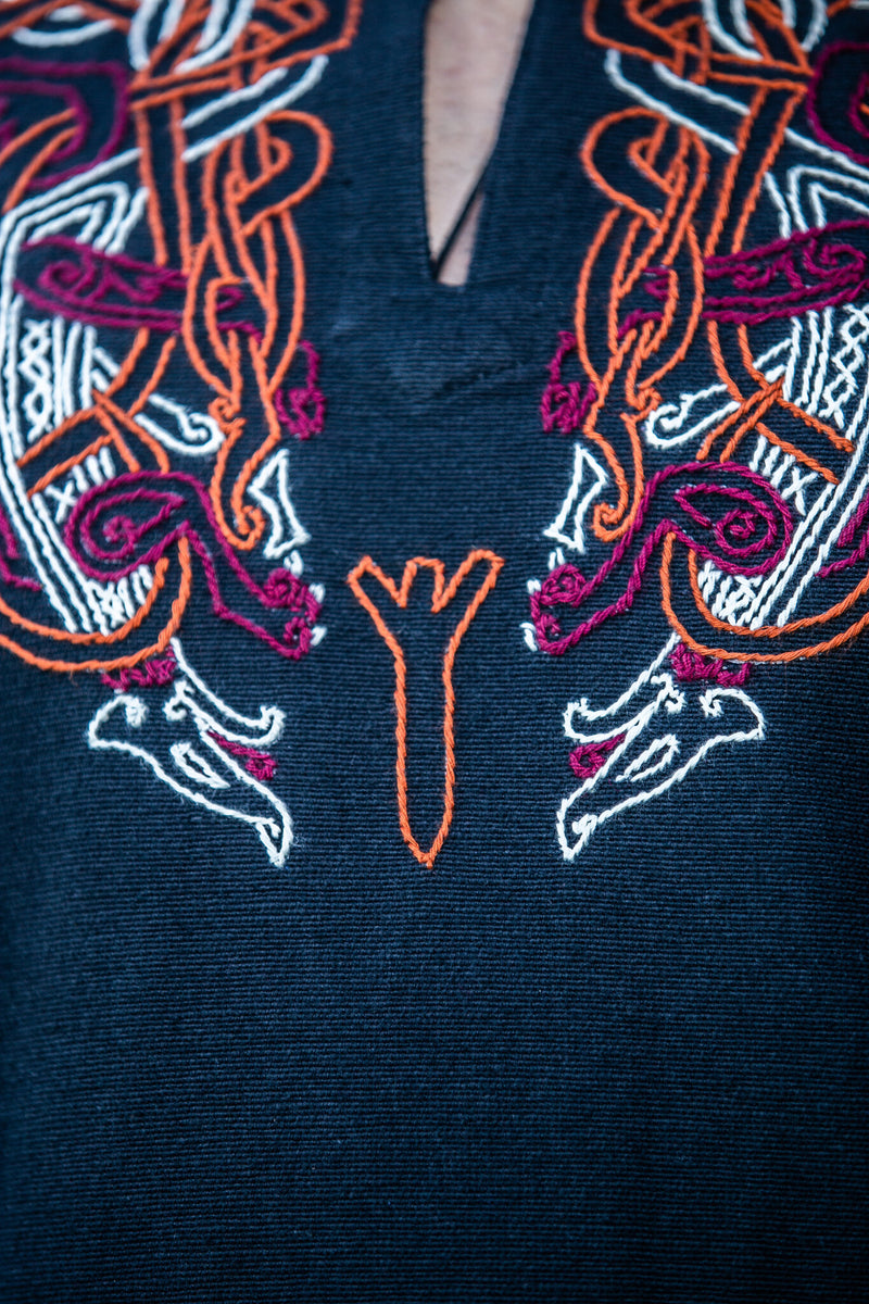 Viking tuniek Snorri, zwart-rood