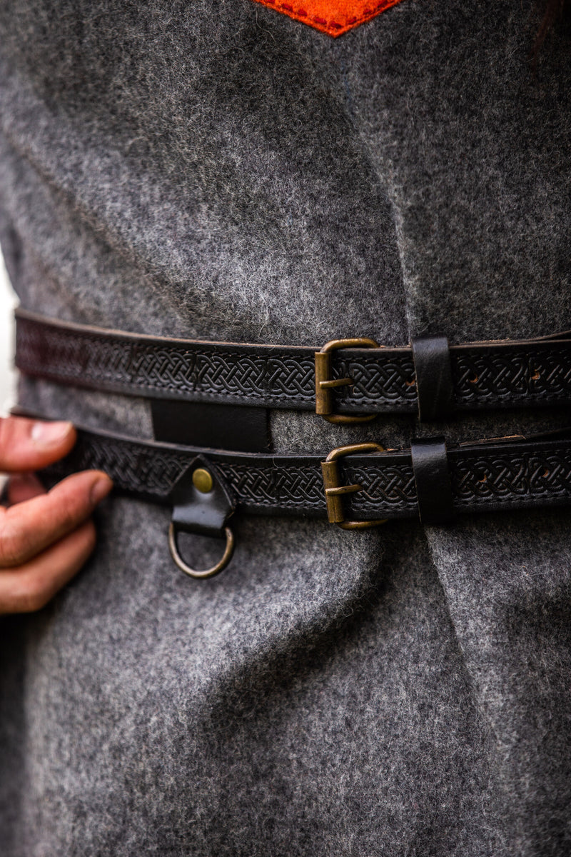 Dubbele Viking riem Floki, zwart