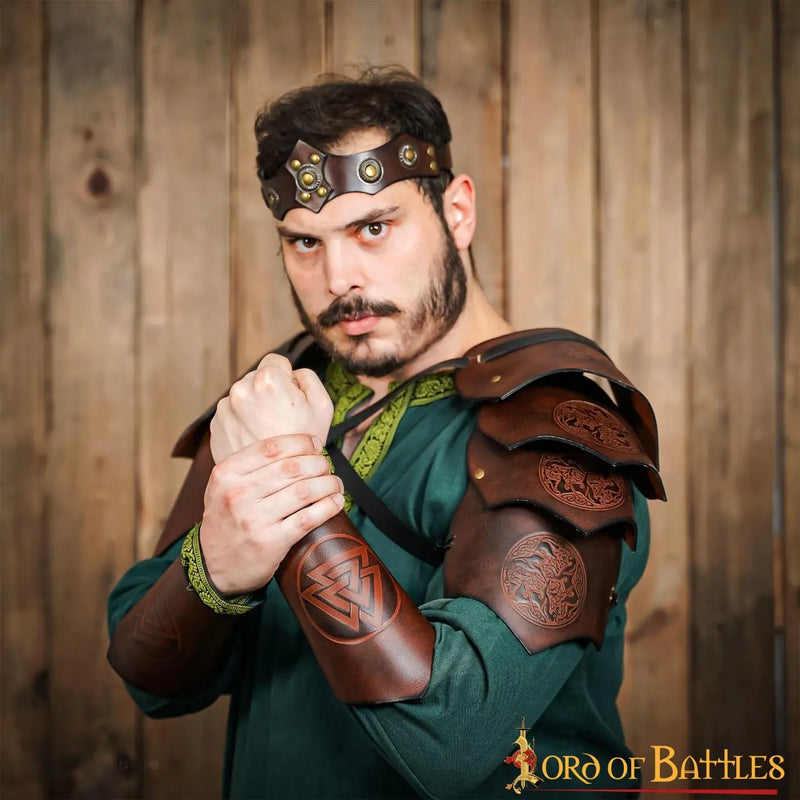 Bracers de cuero Valknut, verde 