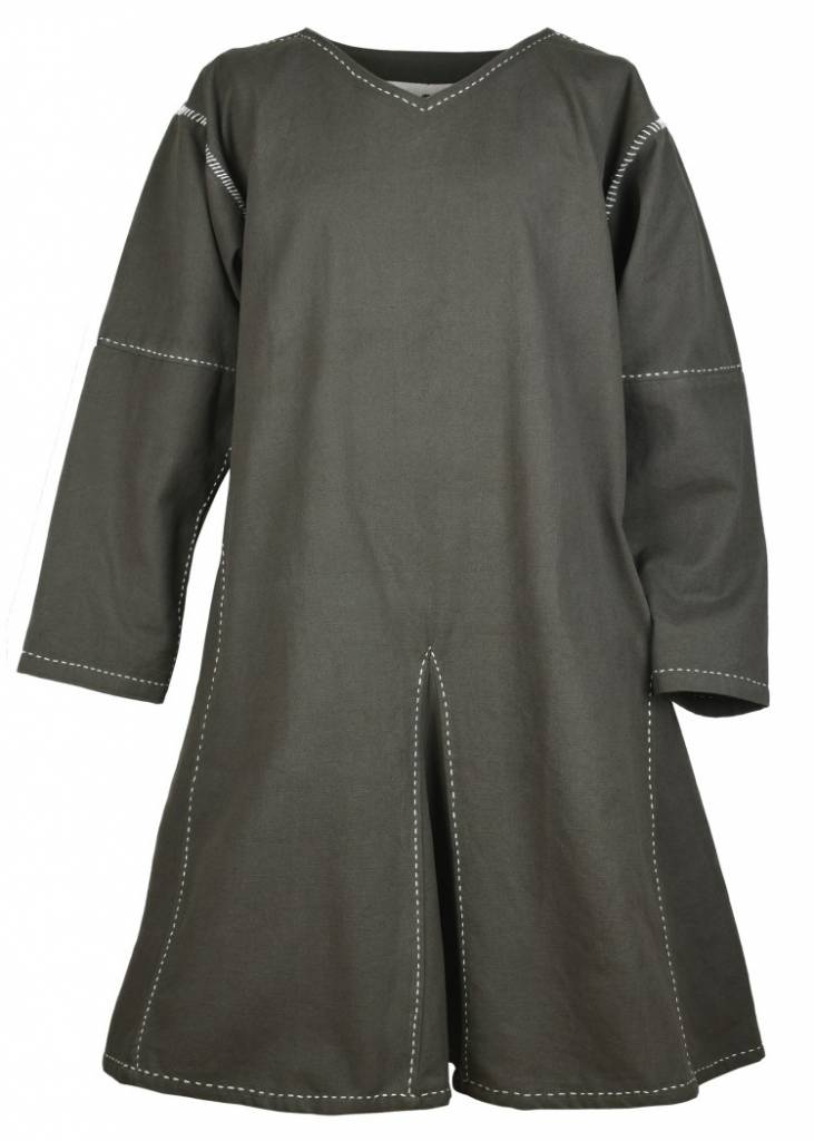 Tuniek Kragelund handgestikte afwerking, olijfgroen