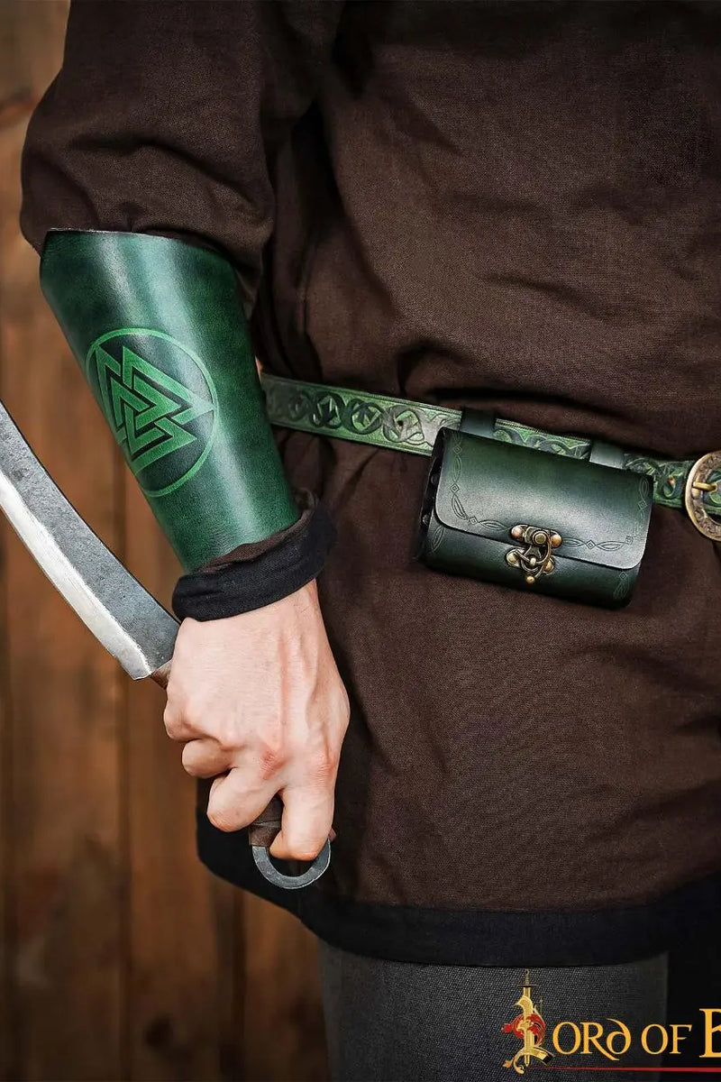 Leren bracers Valknut, groen