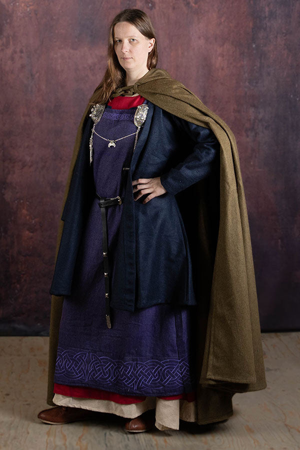 Wikinger Kaftan Loki, Wollmischung, blau 