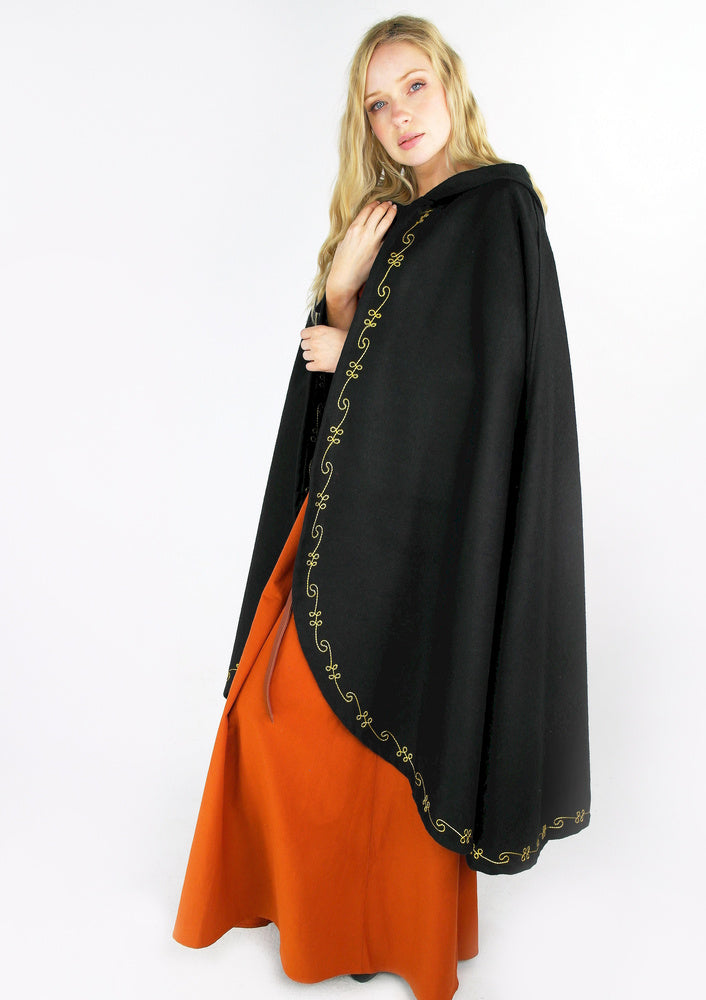 Mantel Ceridwen, zwart, wolmix