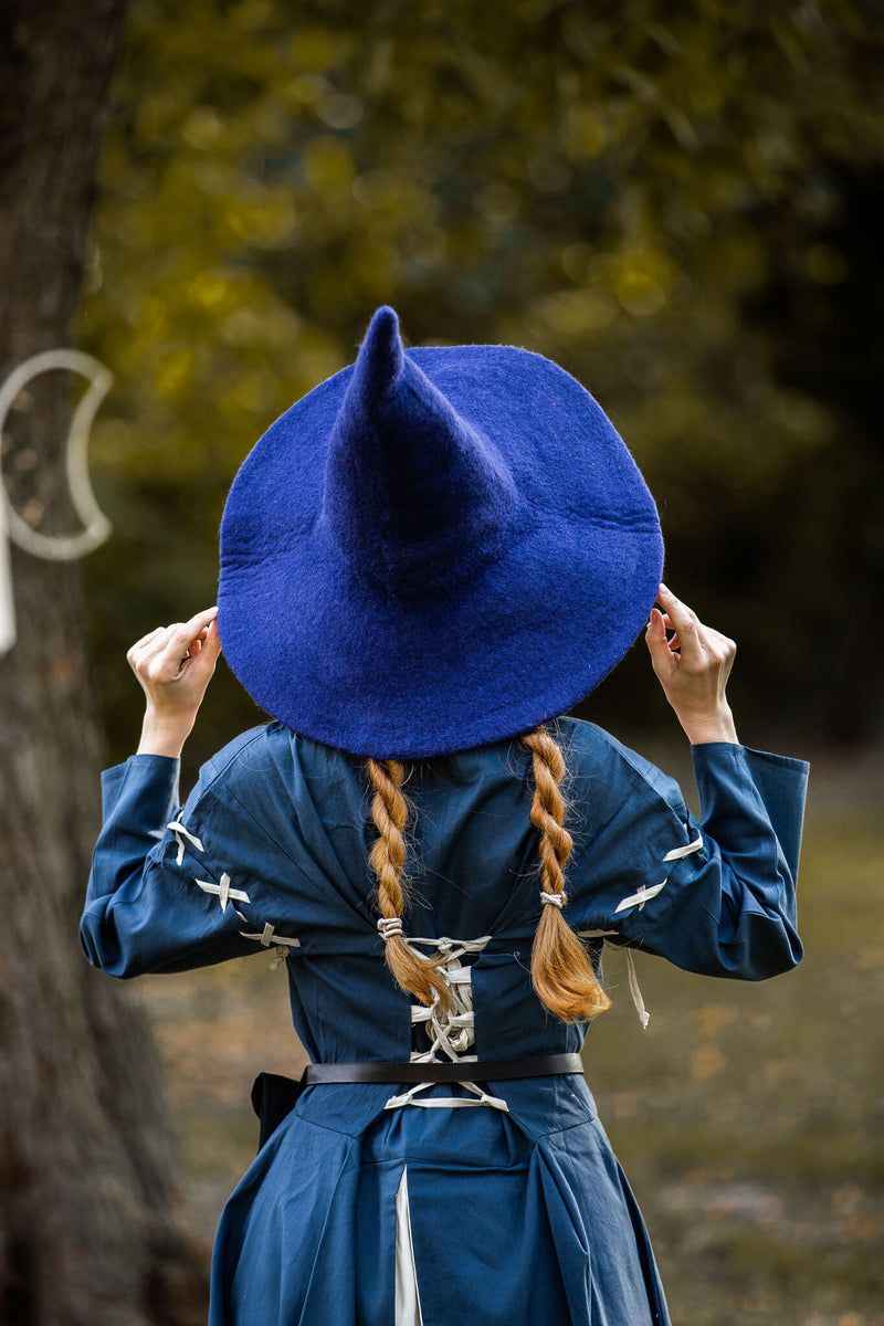 Heksenhoed, wolvilt, blauw