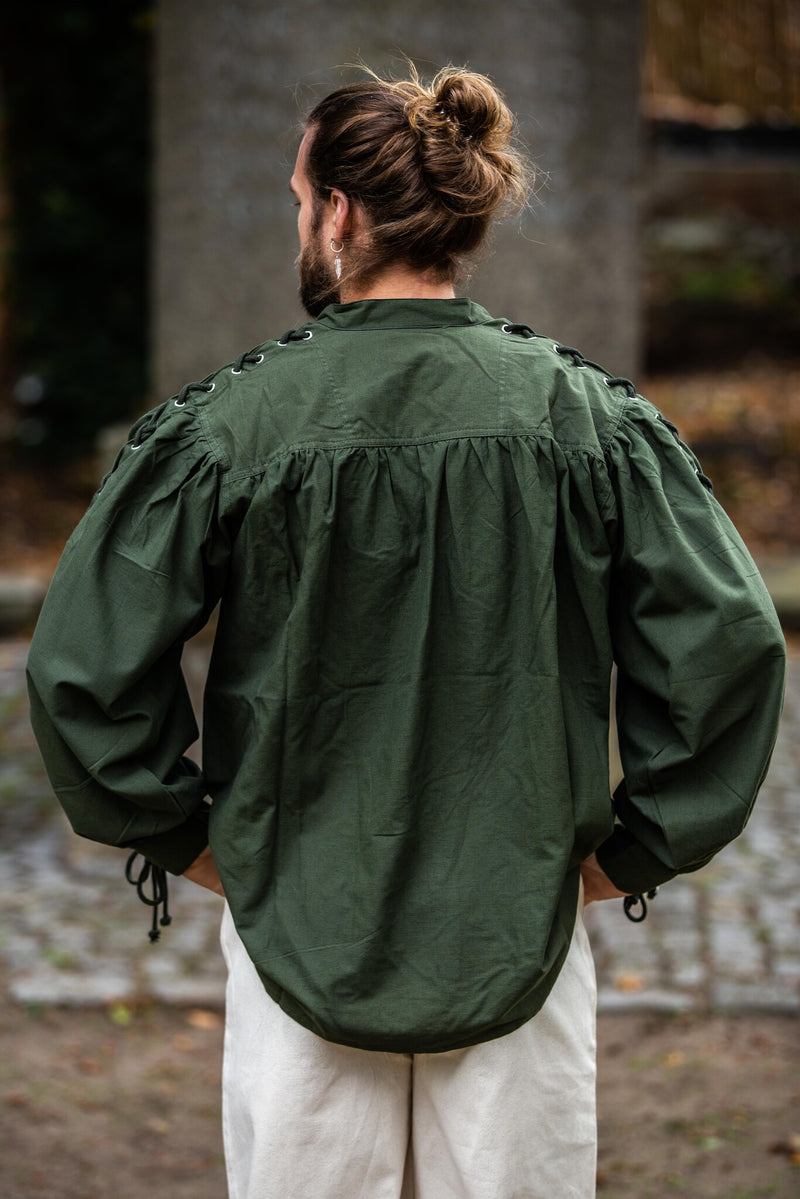 Piratowa koszula z koronkami, zielona