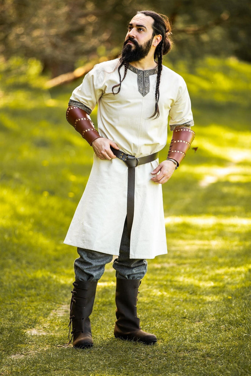 Keltische tuniek, korte mouwen, crème