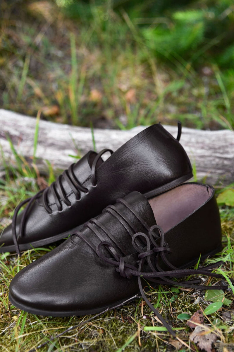 Veterschoenen, middeleeuws, bruin