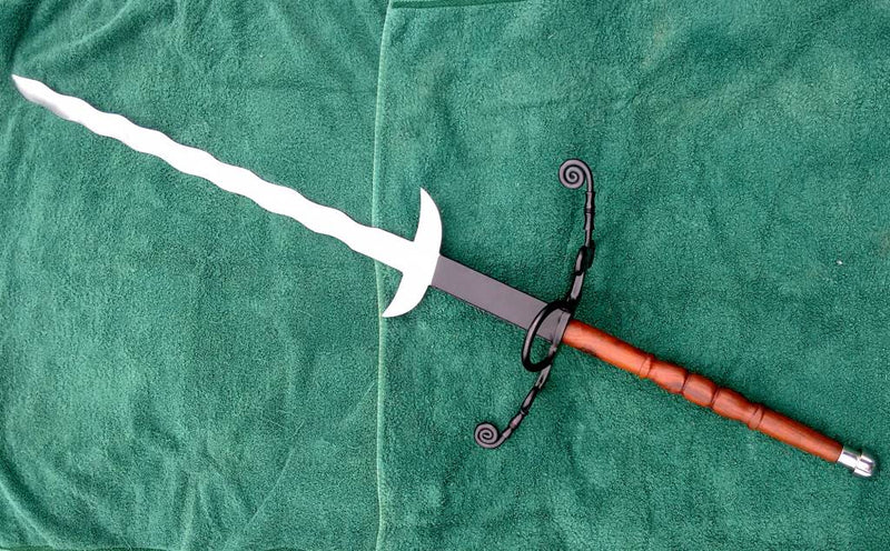 Flamberge with wooden grip, semi-sharp