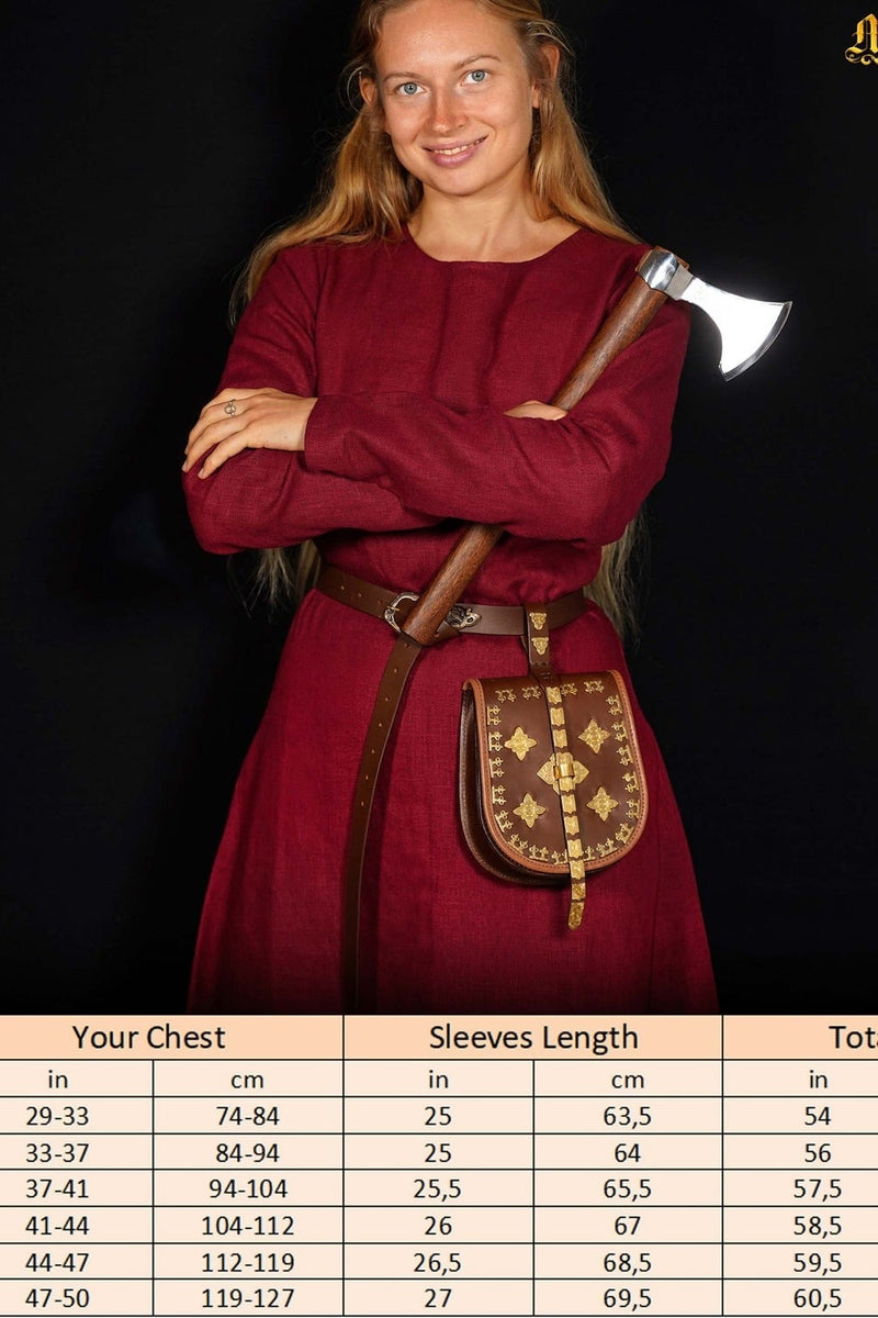 Viking jurk Helga, linnen, naturel