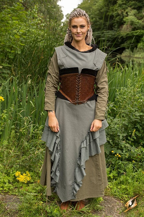 Corset en cuir Margot, brun 