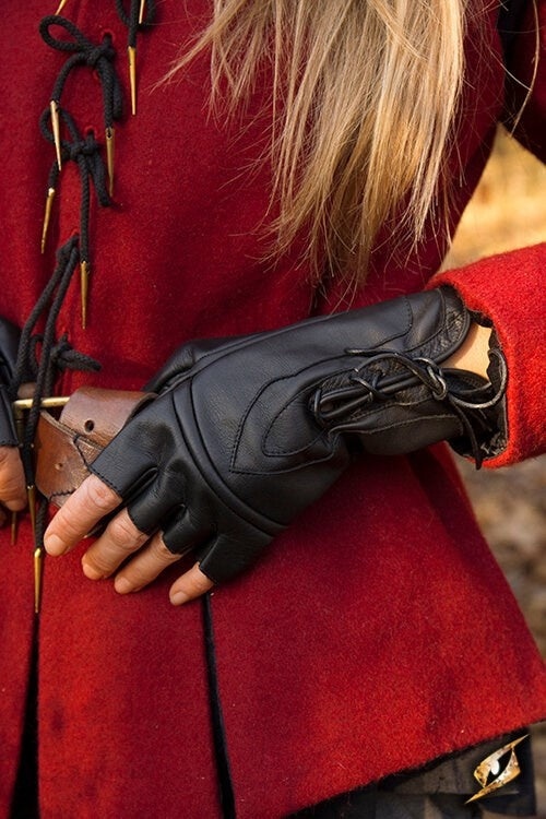 Fingervantar med snörning, svart 