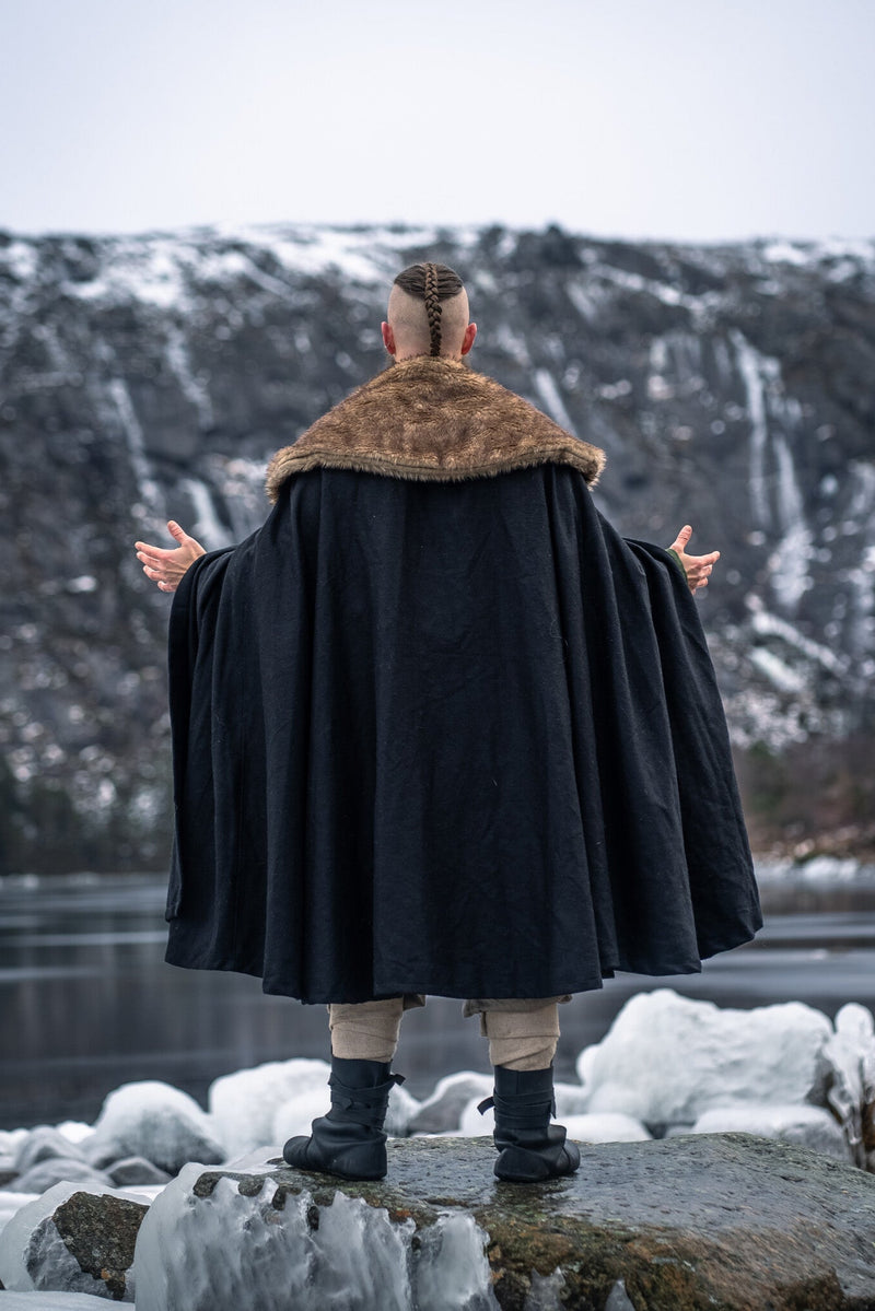 Bontmantel John, zwart, wolmix