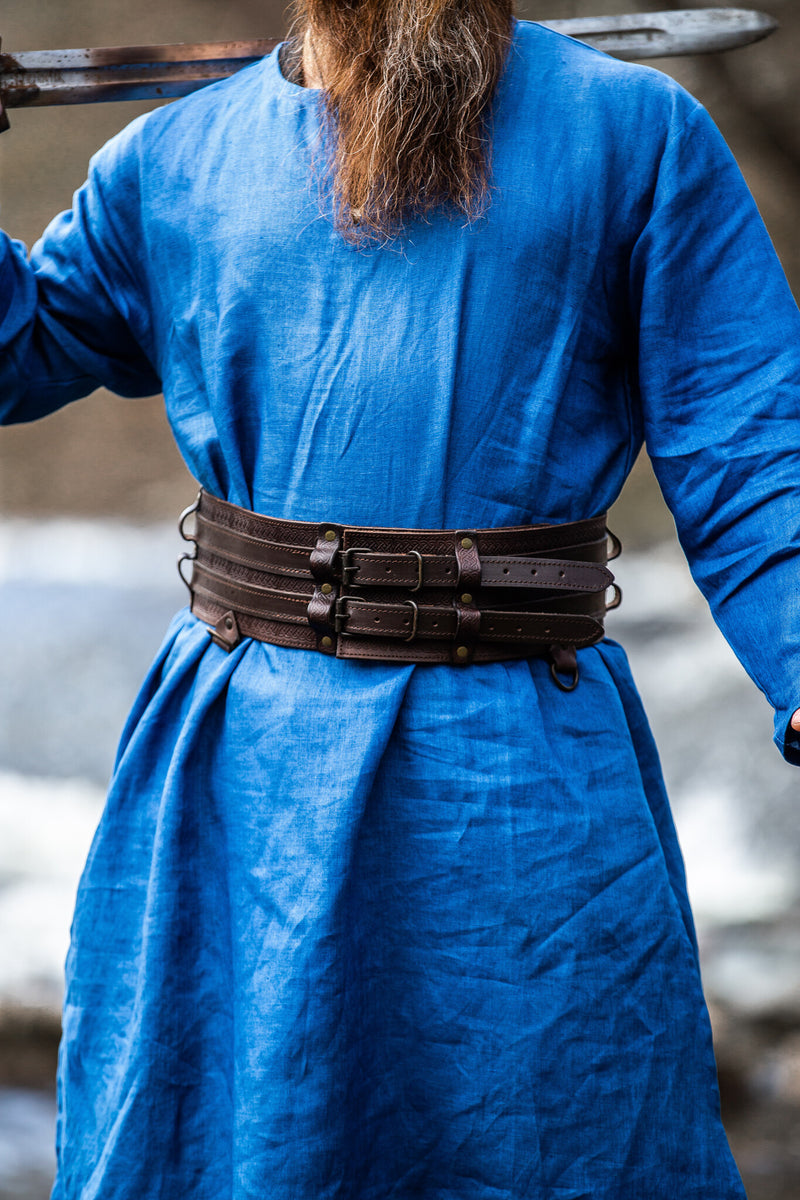 Viking tuniek Halvar linnen, blauw