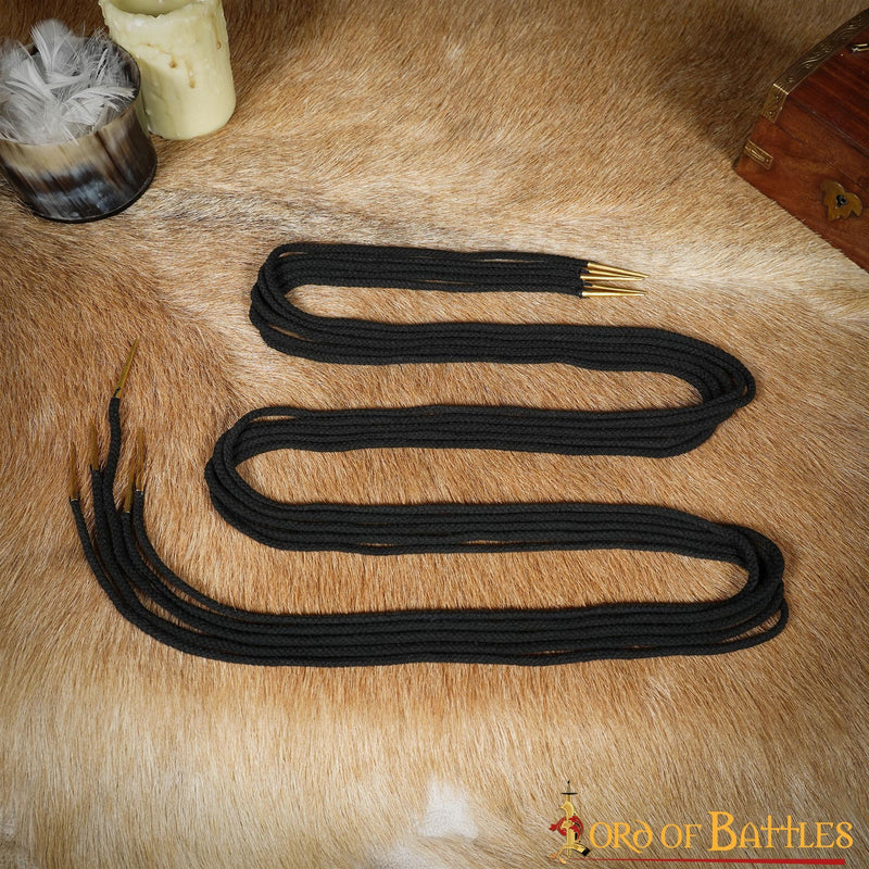 Veters met aiglets 150 cm, set van 5, zwart