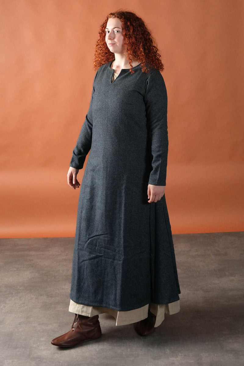 Viking kjole Sigrun, diamant twill, uldblanding, blå-sort 
