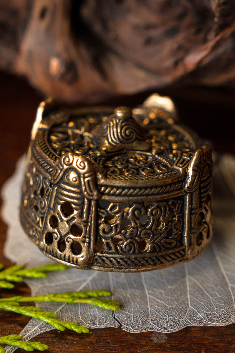 Viking drum-broche groot, brons