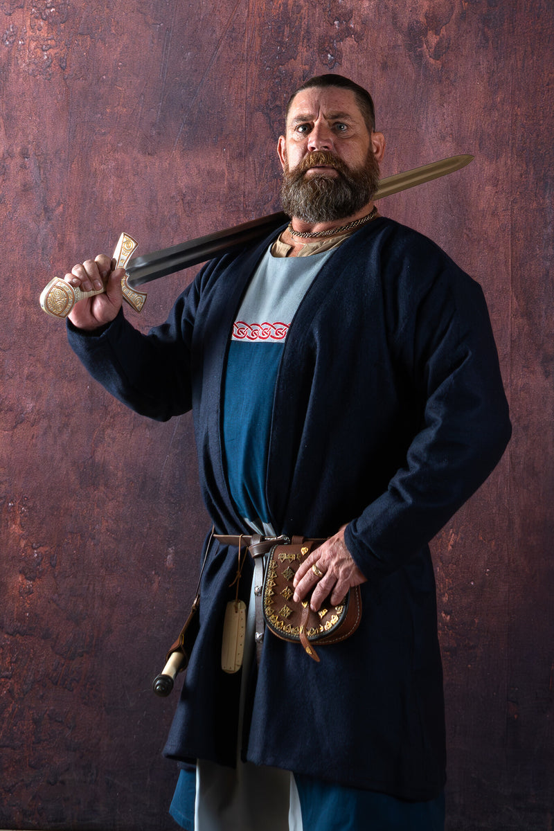 Wikinger Kaftan Loki, Wollmischung, blau 