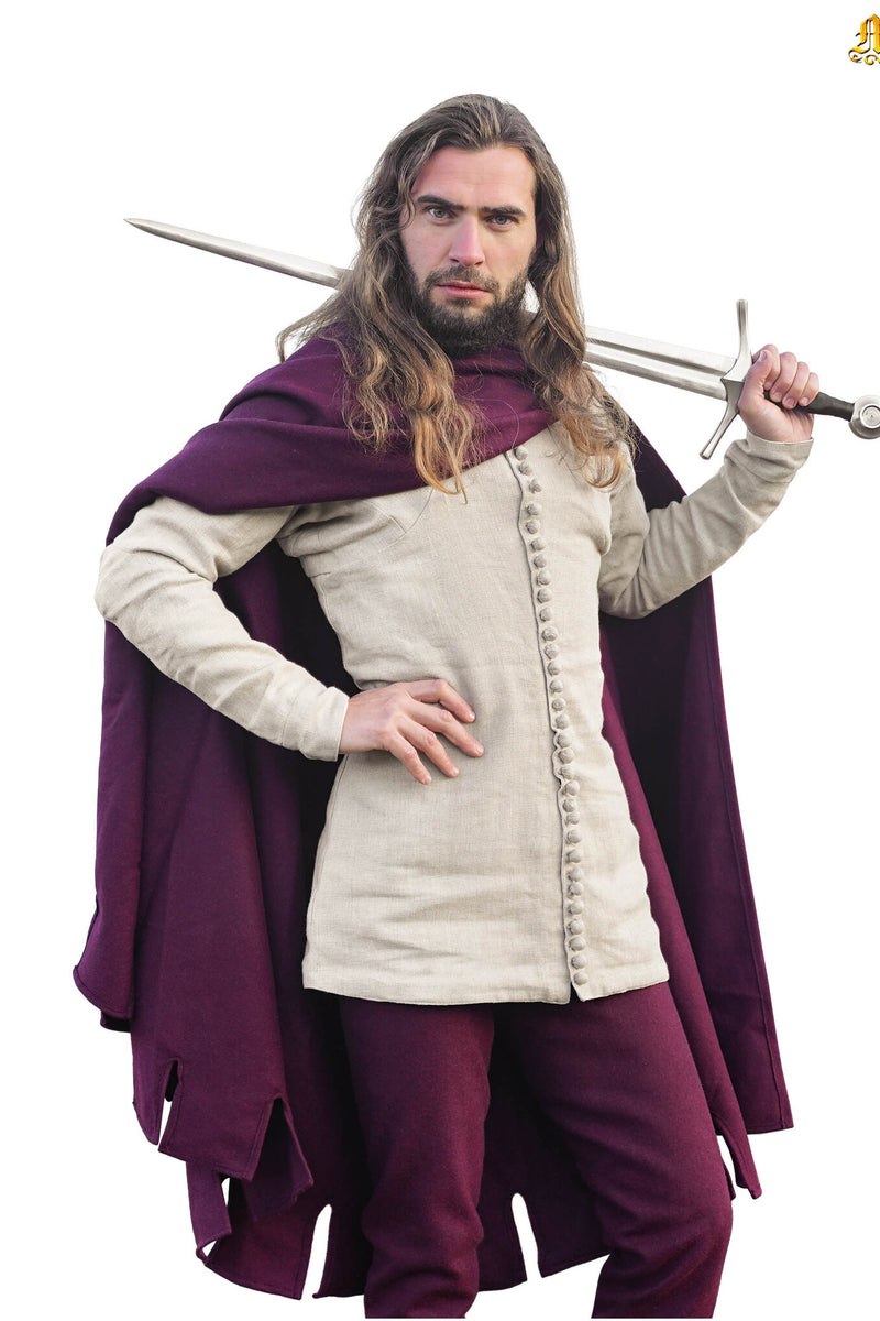 14e eeuwse mantel Bockstenman, wol, bordeauxrood