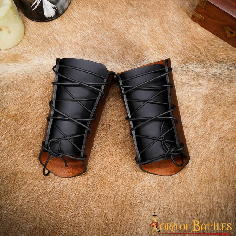 Mjolnir leather bracers, underarm guards