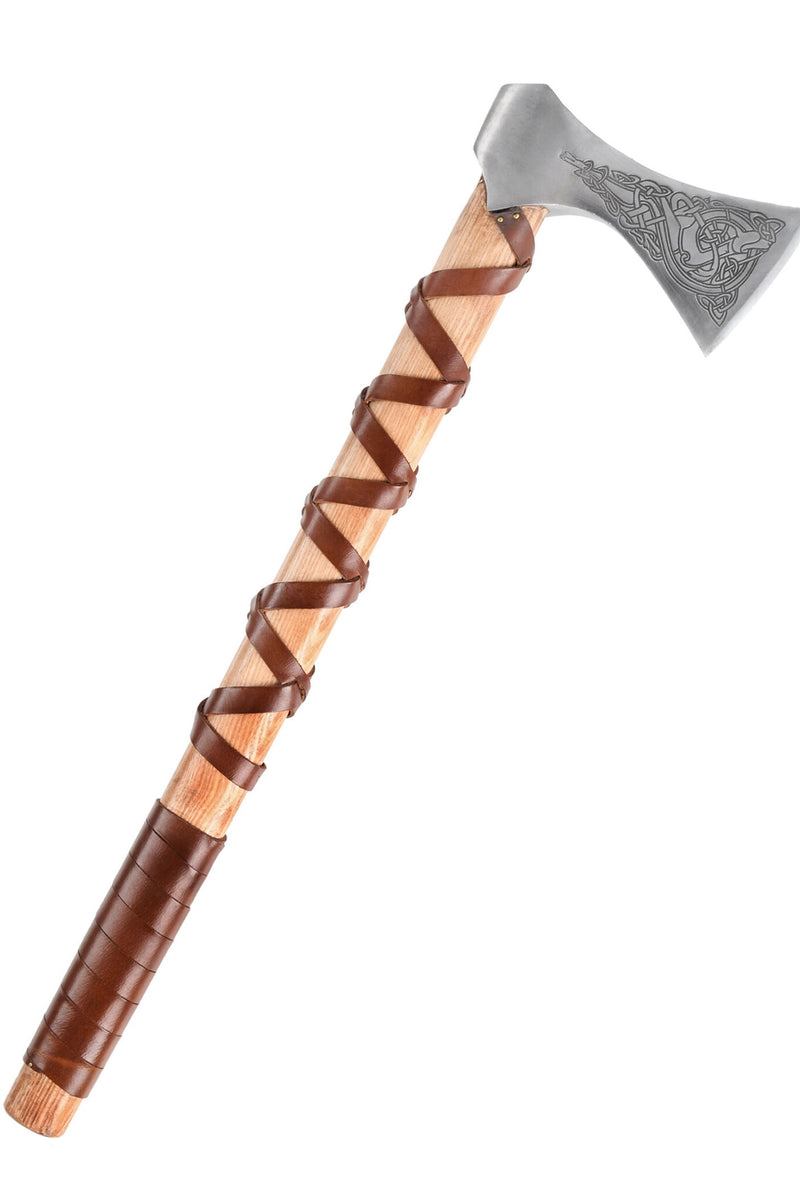 Viking bijl, type K, gegraveerd, semi-scherp