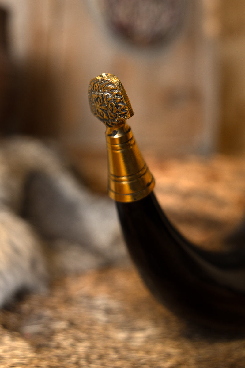 Drinkhoorn Rollo met leren houder, 200-300 ml