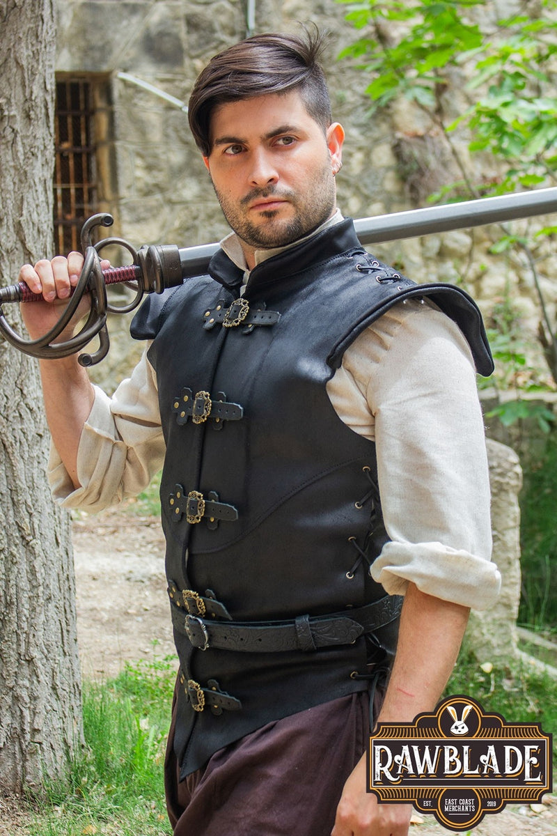 Diego Gilet en Cuir - Noir 