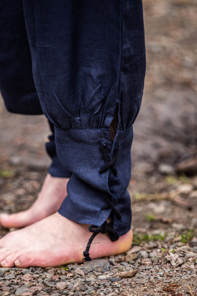 Lino Pantaloni vichinghi Odin, blu 