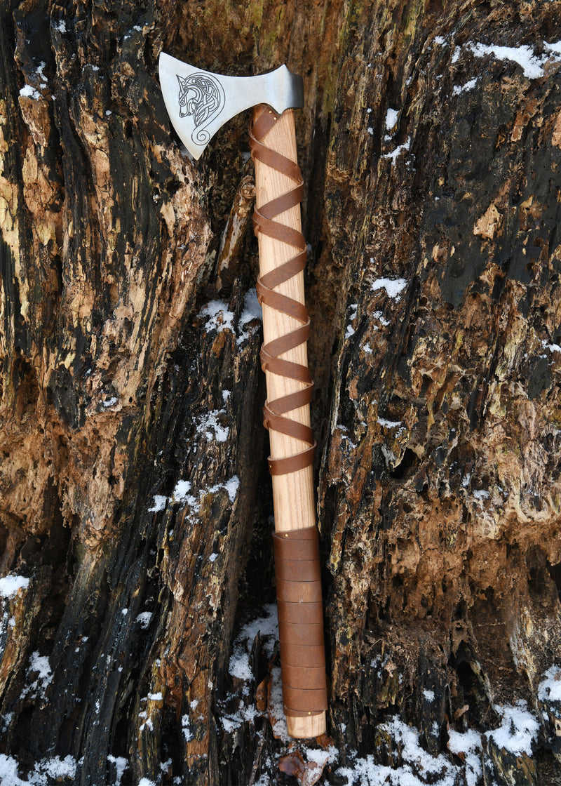 Viking bijl, type G, gegraveerd, semi-scherp