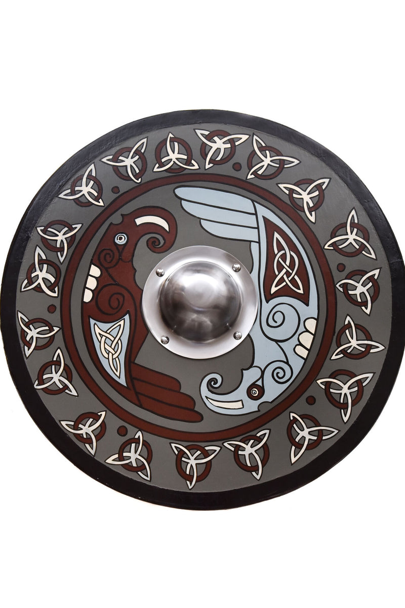 Viking schild met raven en triquetras