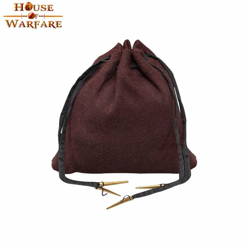 Bolsa medieval de lana, marrón 