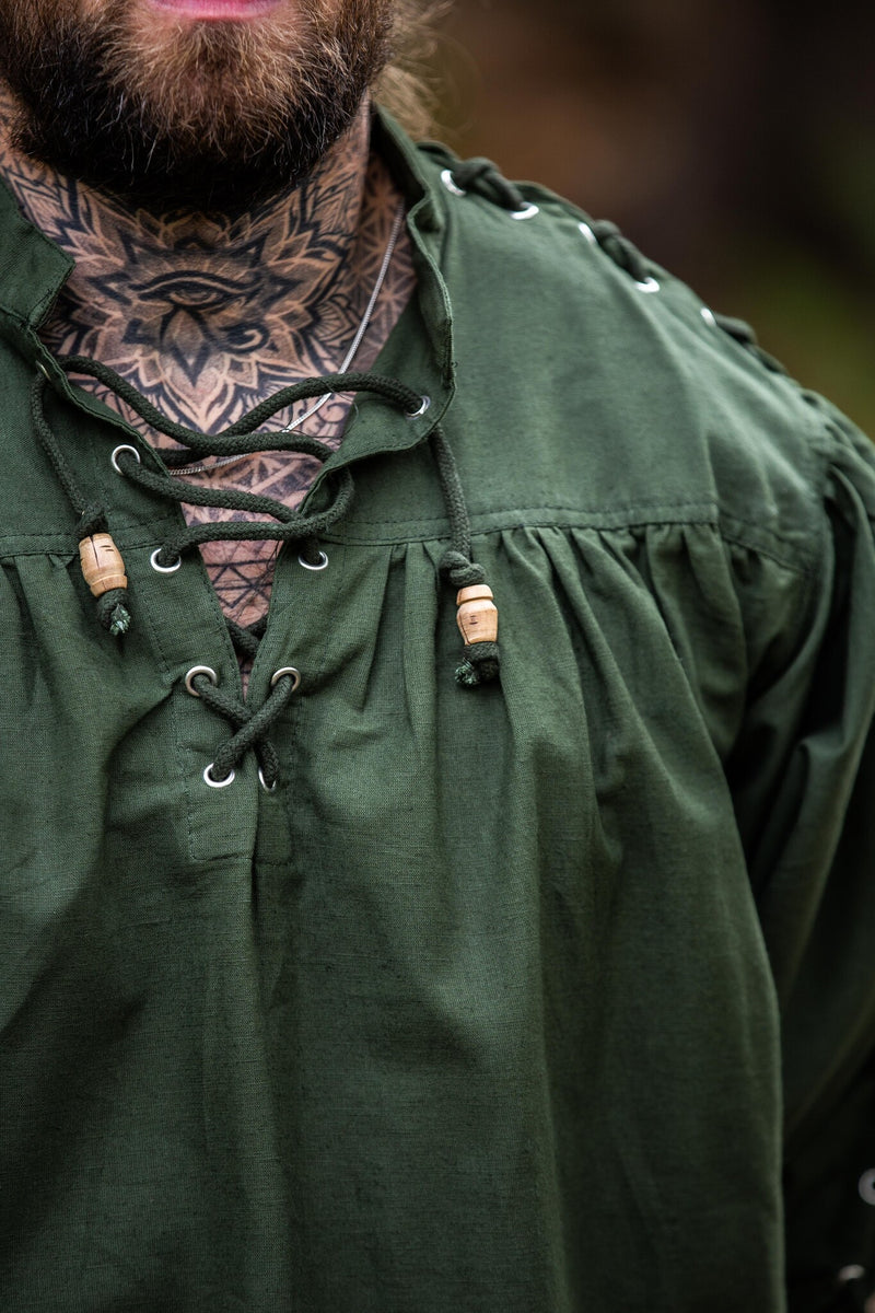 Piratowa koszula z koronkami, zielona