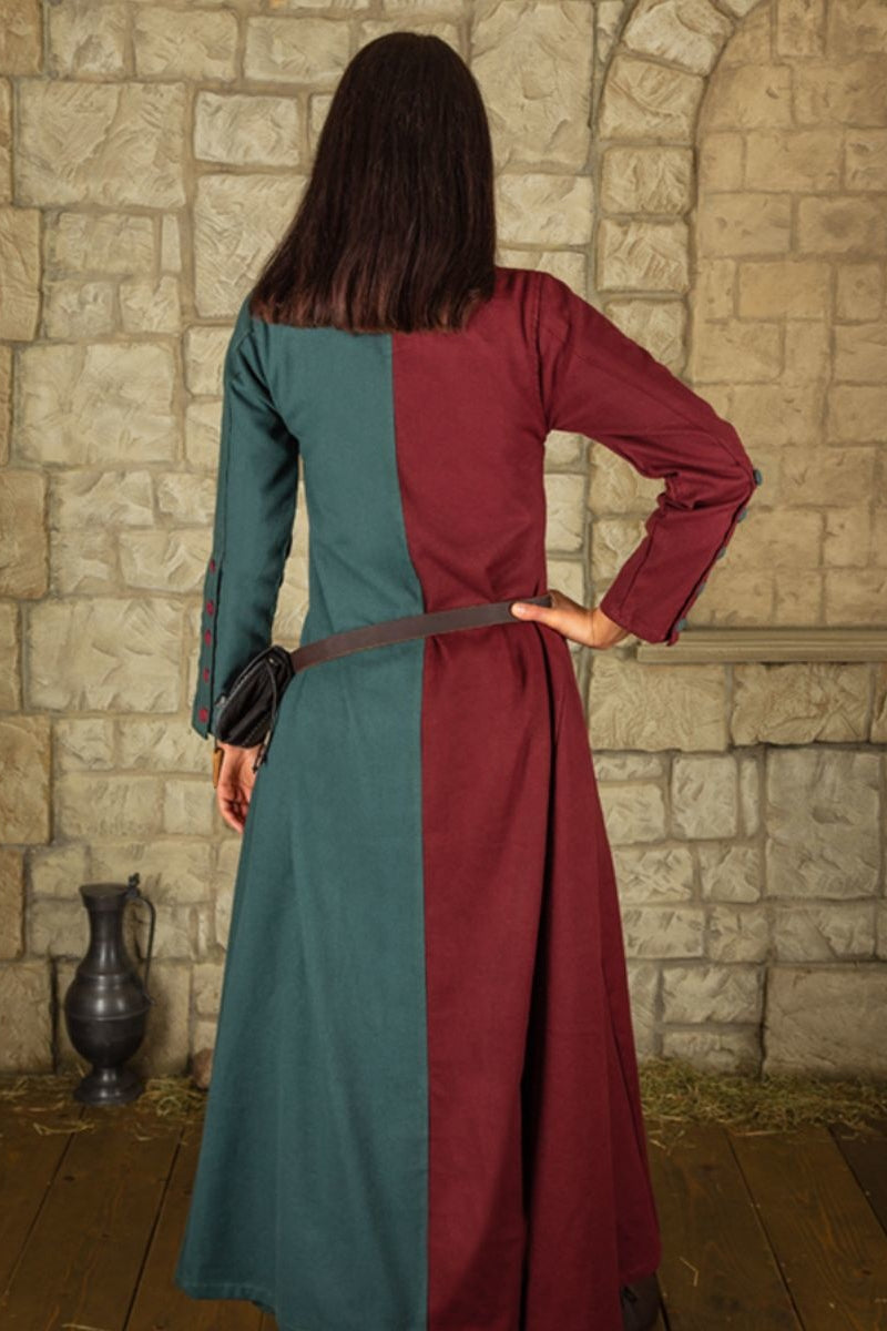 Medieval cotehardie Helena, red-green