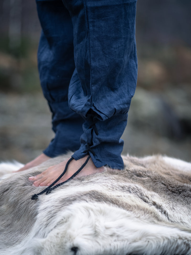 Lino Pantaloni vichinghi Odin, blu 