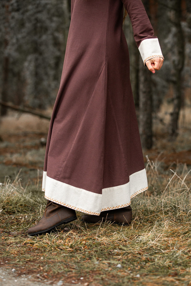 Viking jurk Estrid, bruin-naturel