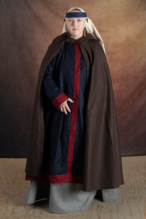 Mittelalterliche Mantel Karen, Wollmischung, braun 