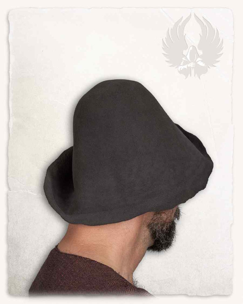 Chapeau en feutre médiéval Bruno, gris, mélange de laine 