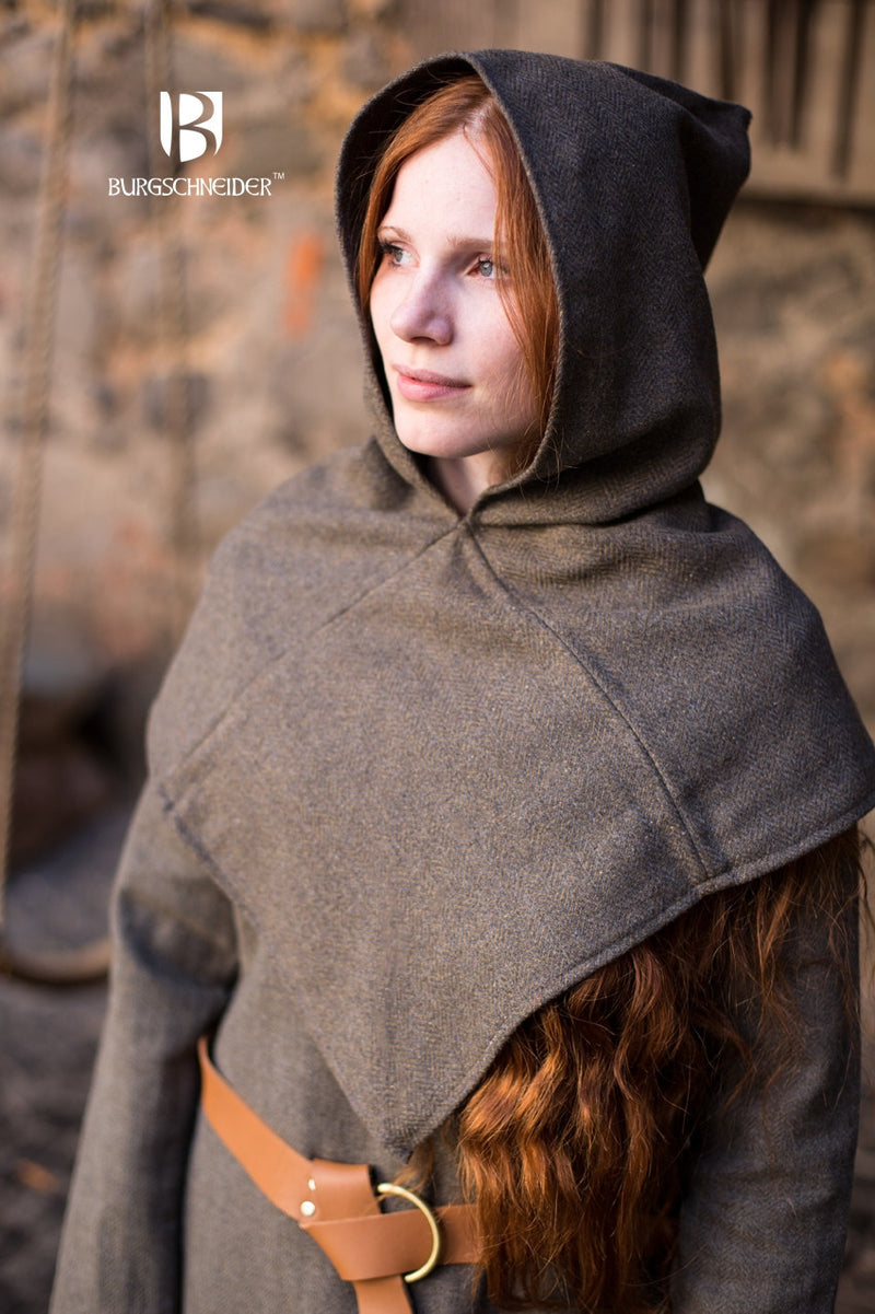 Kaproen vissegraatmotief Knud, olijfgrijs, wolmix