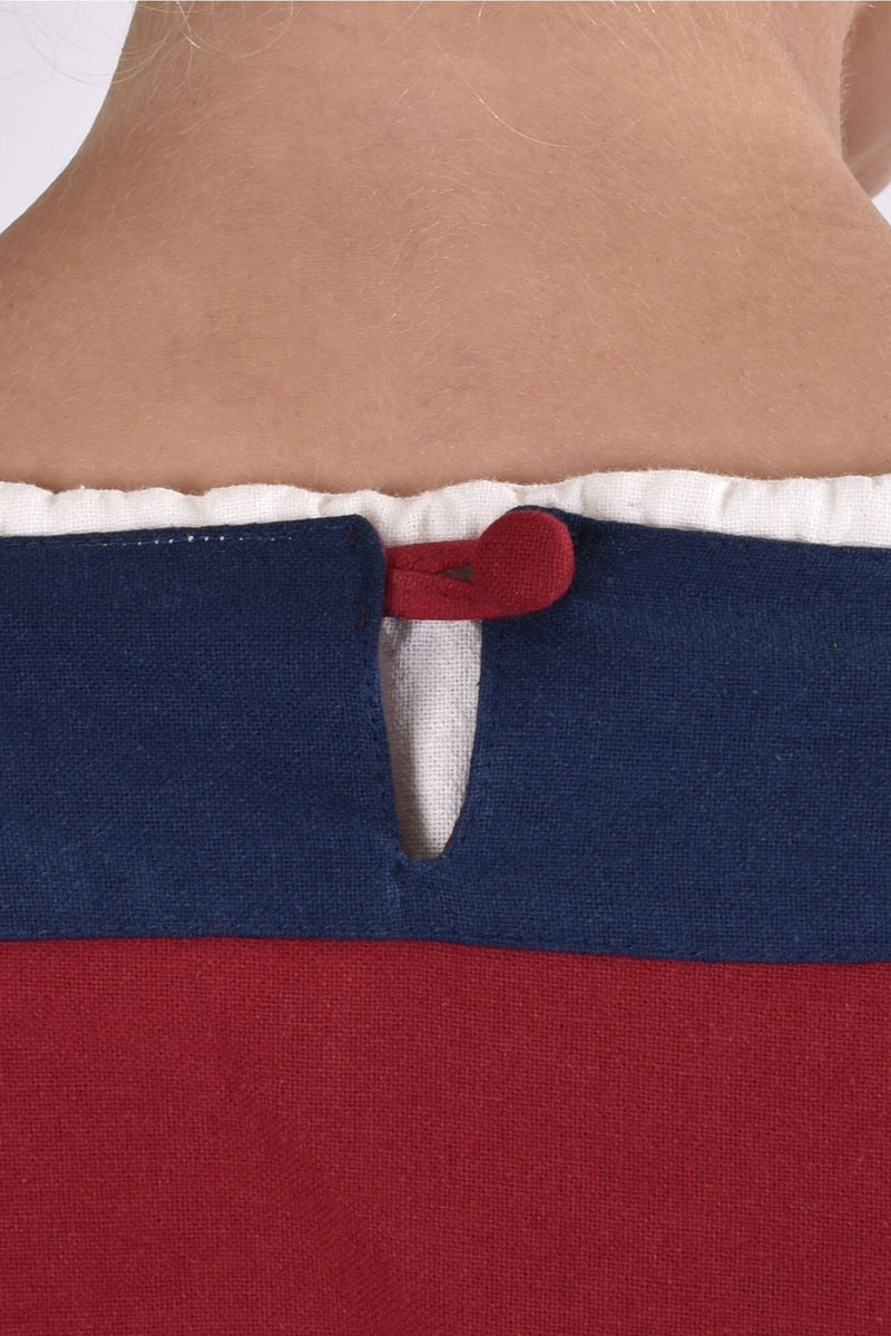 (Vroeg) middeleeuwse jurk Clotilde, rood-blauw