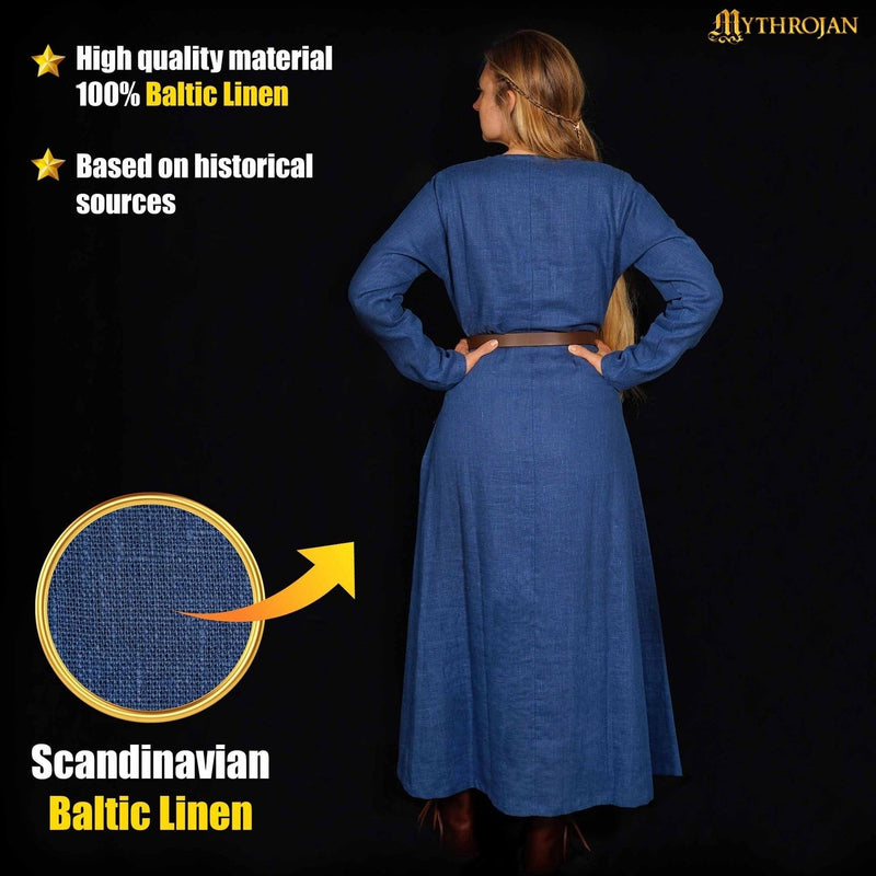 Viking robe Helga, lin, bleu 