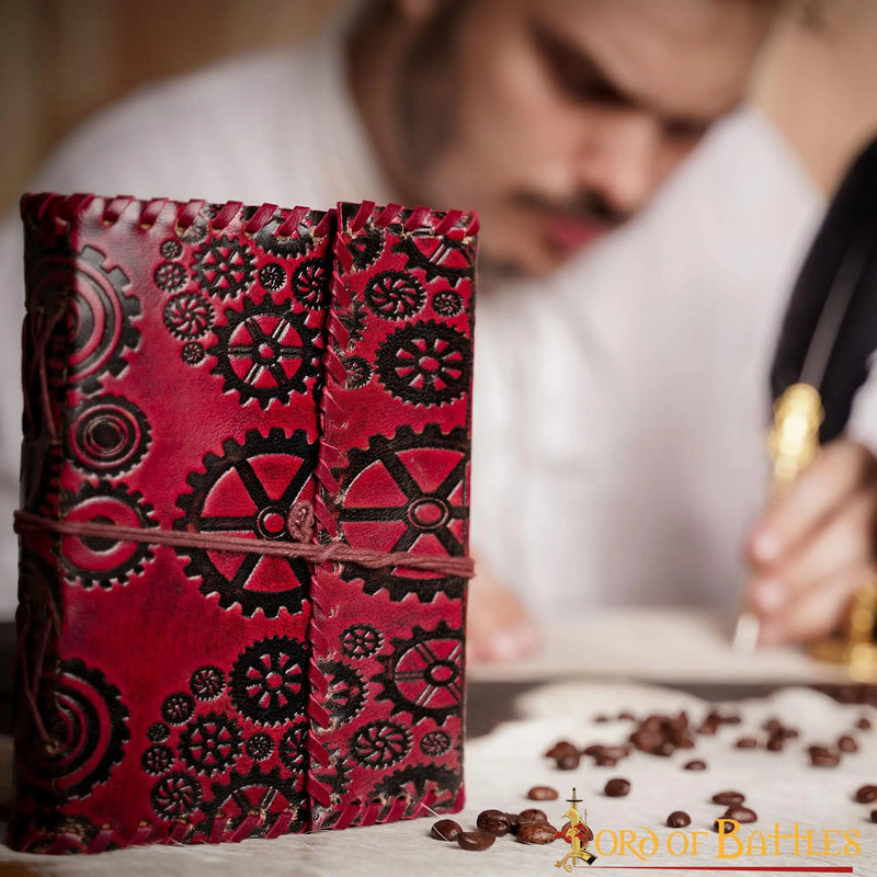 Leren boek Steampunk, antieke pagina's