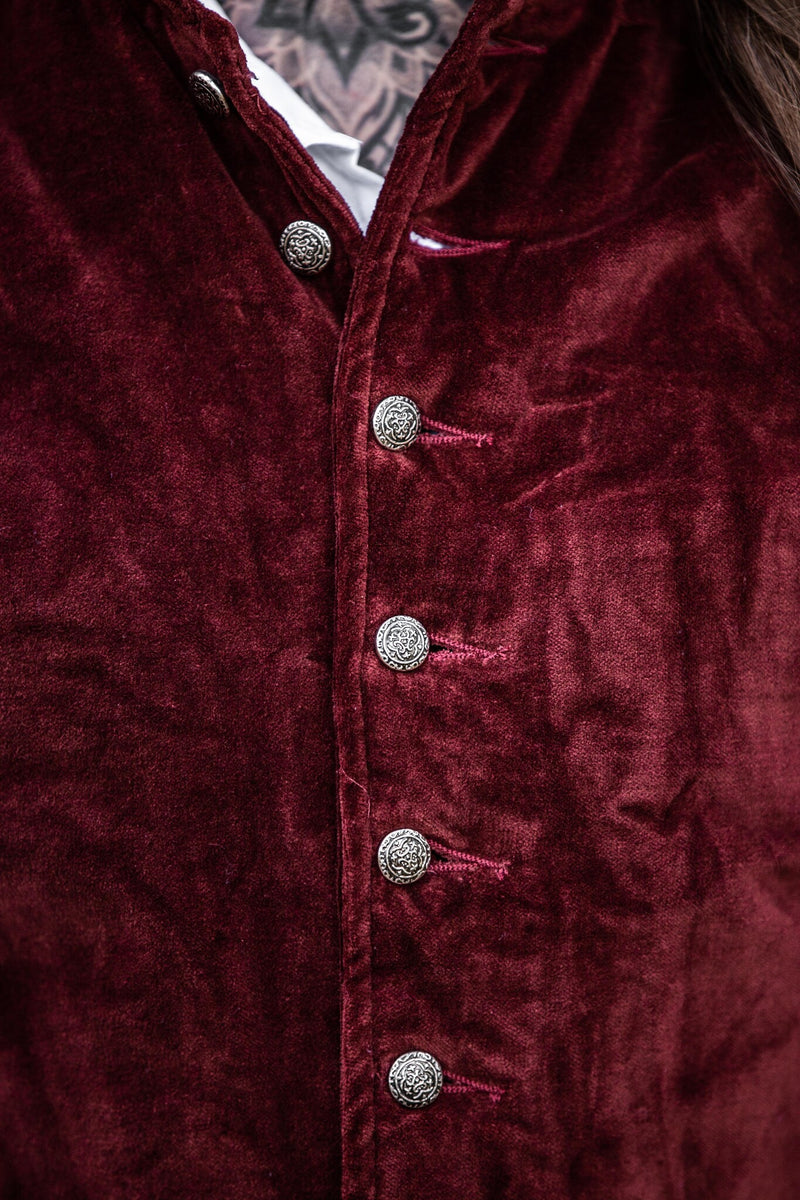 Fluwelen doublet met metalen knoopjes, rood