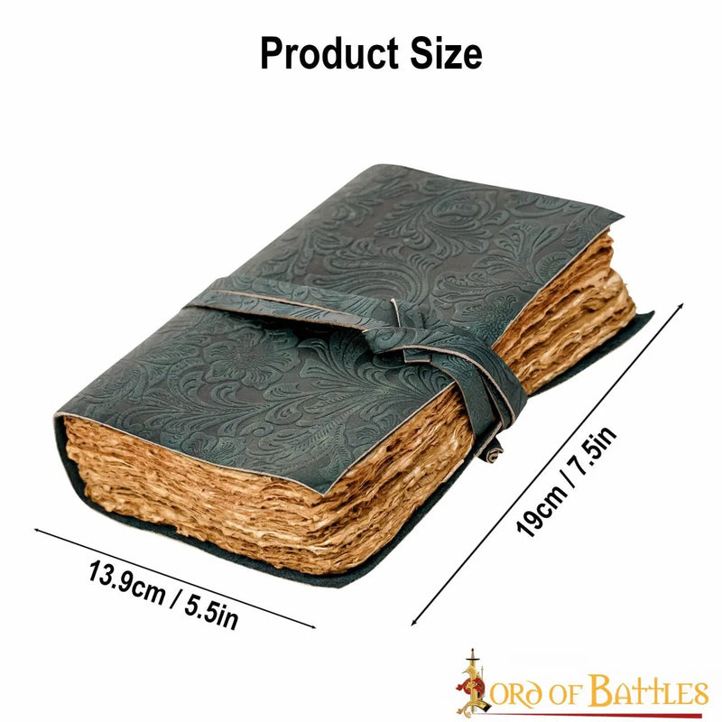 Skórzana książka fantasy, zielona