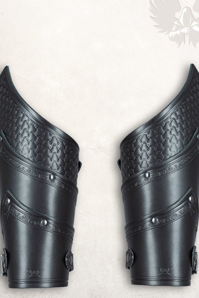 Alistair leren bracers deluxe, onderarmbeschermers, zwart