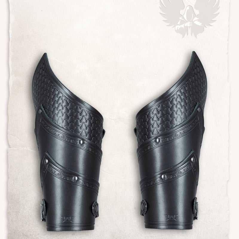Alistair leather bracers deluxe, forearm guards, black