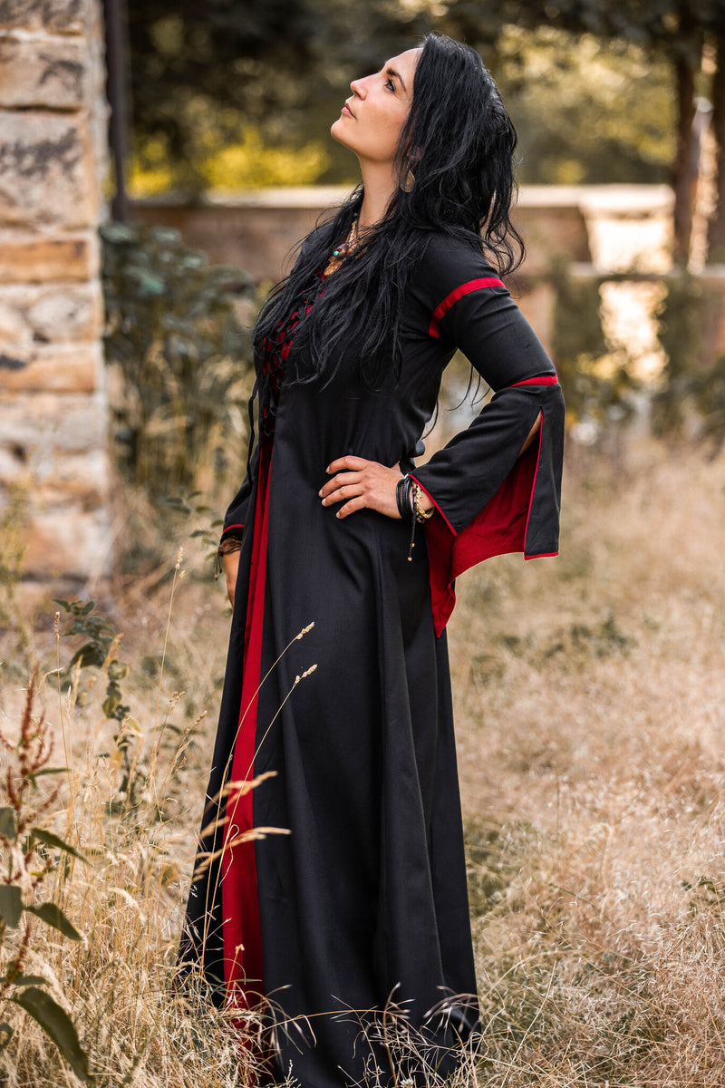 Jurk Eleanora rood-zwart