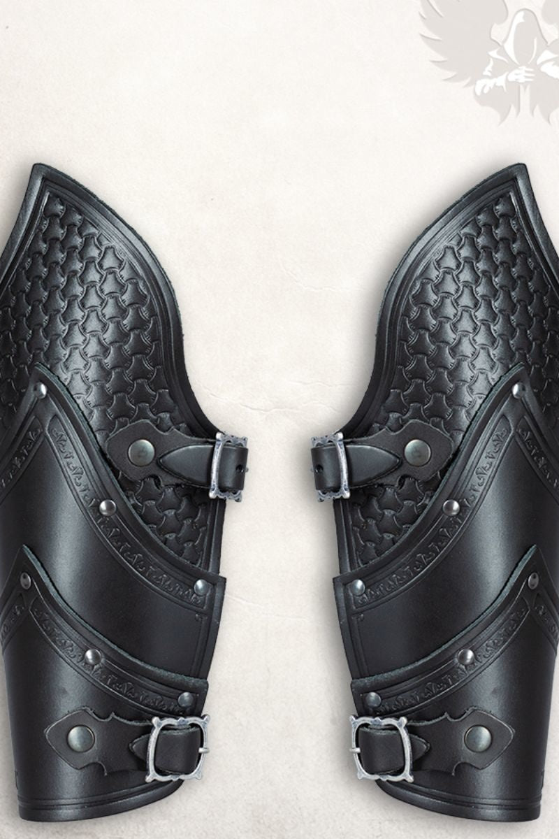 Alistair leren bracers deluxe, onderarmbeschermers, zwart