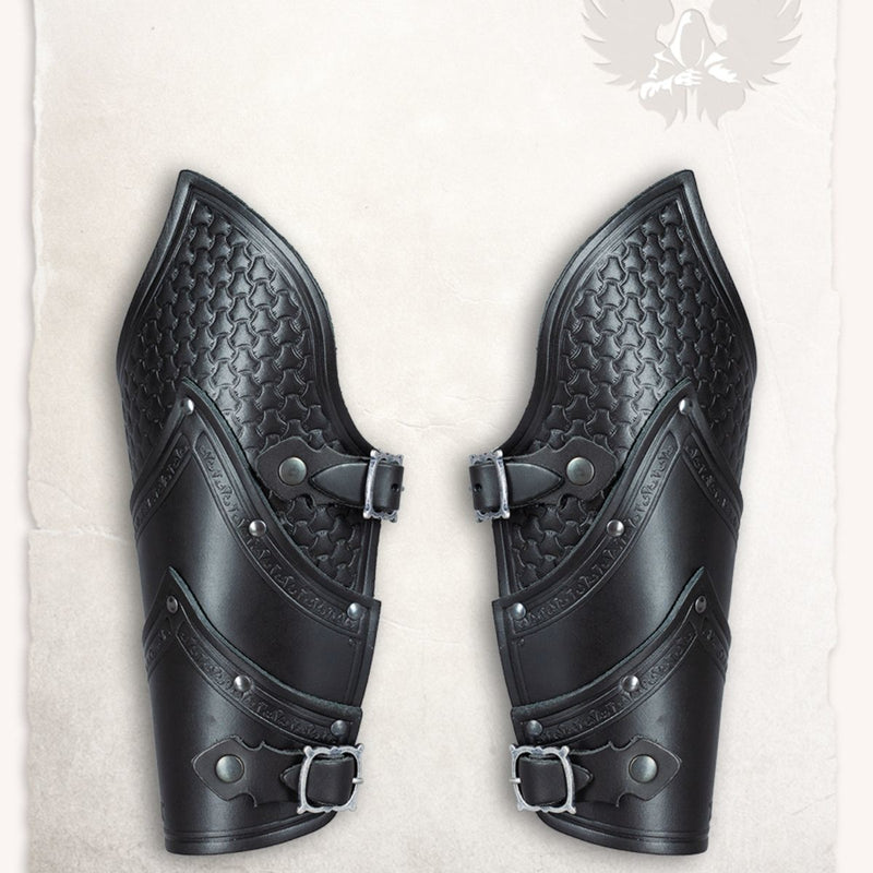 Alistair leather bracers deluxe, forearm guards, black