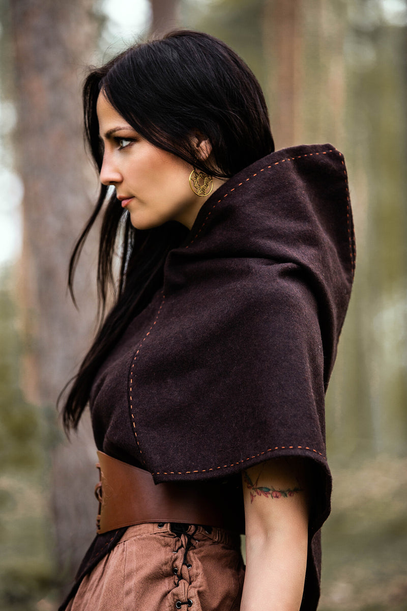 Skjoldehamm chaperon Halfdan, brun, mélange de laine 