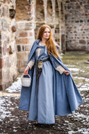 Medieval cloak Mila, wool blend, blue