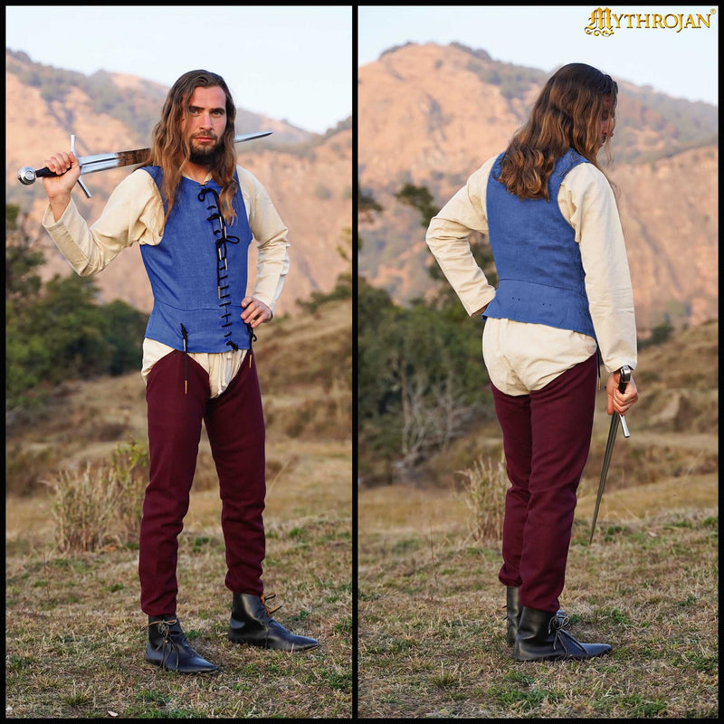 Pourpoint du 14e-15e siècle, laine, bleu 